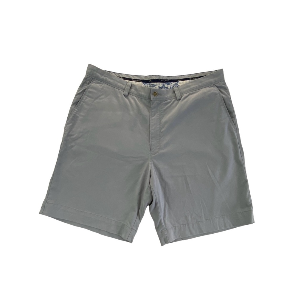 Tommy Bahama Chino Shorts Mens Size 38 Blue Gray Beach Cotton Lyocell Spandex